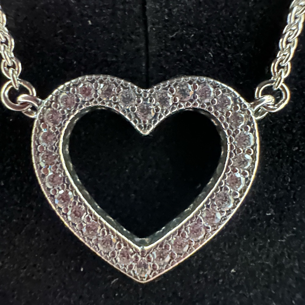 Pandora Silver Sparkling Open Heart Necklace - Picture 2 of 6